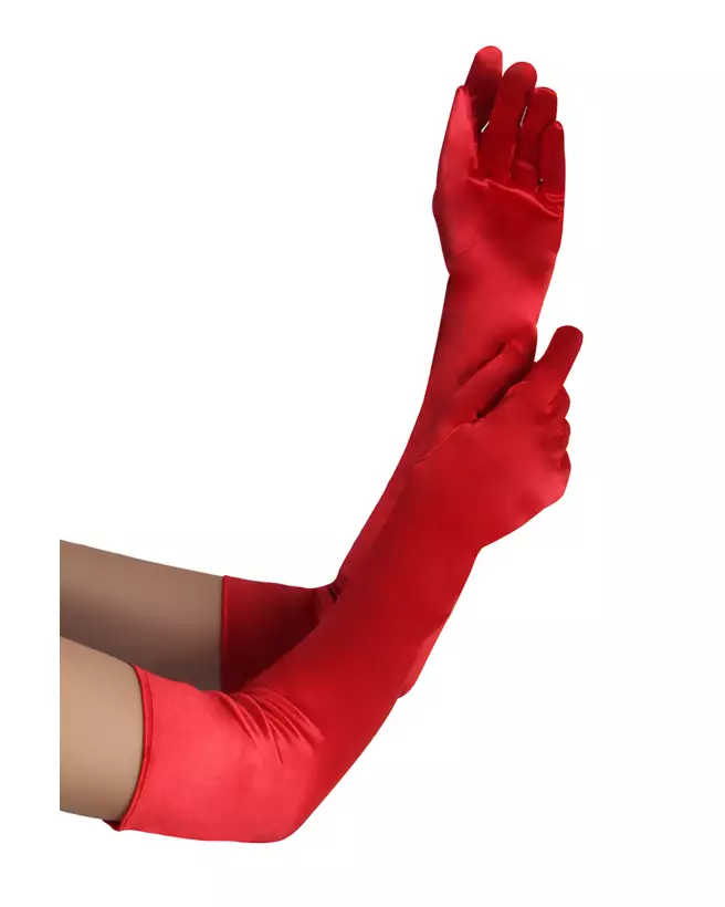 Gants longs en satin rouge Paris Hollywood pour soirées et événements festifs-1