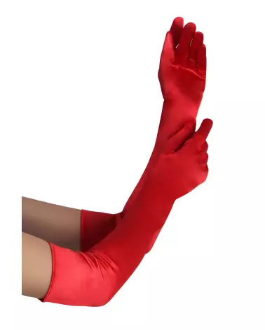Gants longs en satin rouge Paris Hollywood pour soirées et événements festifs-1