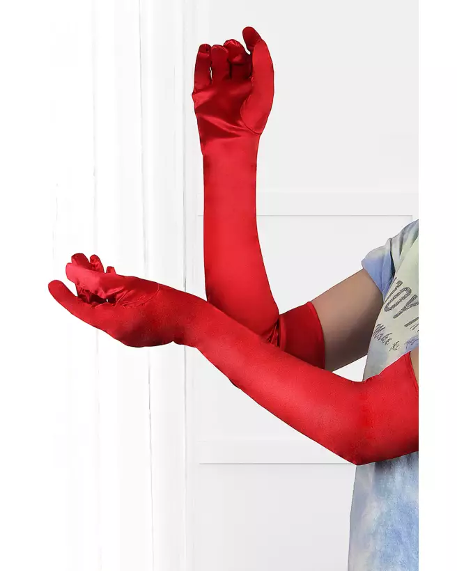 Gants longs en satin rouge Paris Hollywood pour soirées et événements festifs-3