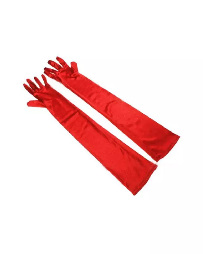 Gants longs en satin rouge Paris Hollywood pour soirées et événements festifs-4