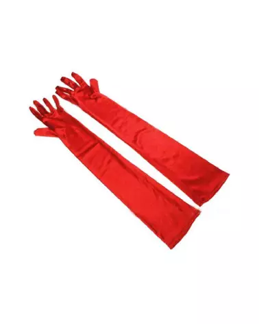 Gants longs en satin rouge Paris Hollywood pour soirées et événements festifs-4