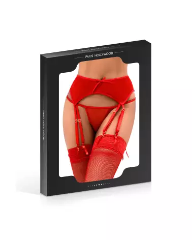 Porte-jarretelles rouge Paris Hollywood taille 2XL/3XL avec 8 clips-4