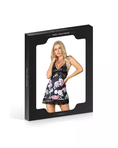 Nuisette fleurie Paris Hollywood avec string noir taille S/M-3