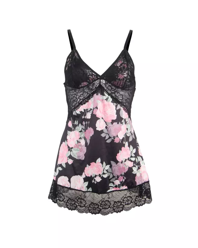 Nuisette fleurie Paris Hollywood avec string noir taille S/M-4
