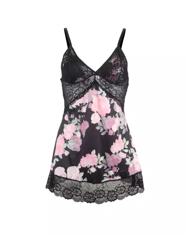 Nuisette fleurie L/XL avec string noir de Paris Hollywood en dentelle élégante-4