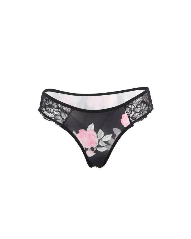Nuisette fleurie L/XL avec string noir de Paris Hollywood en dentelle élégante-6
