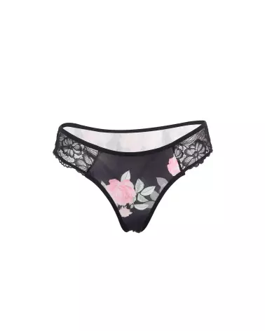 Nuisette fleurie L/XL avec string noir de Paris Hollywood en dentelle élégante-6
