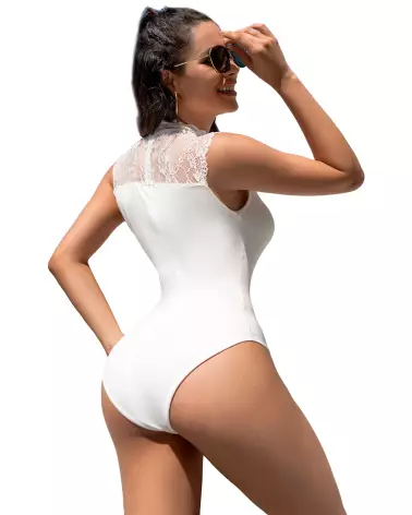Body dentelle blanc S/M Paris Hollywood avec zip-2