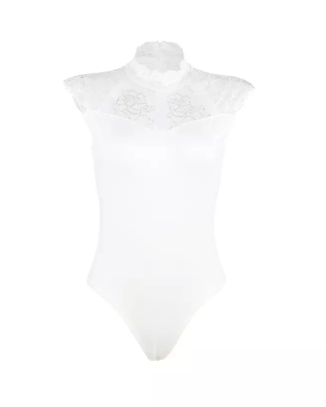 Body dentelle blanc S/M Paris Hollywood avec zip-4