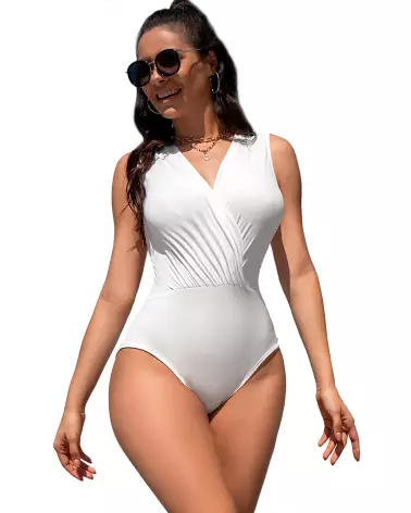 Body Zip Dos Blanc Paris Hollywood Manches Longues-1