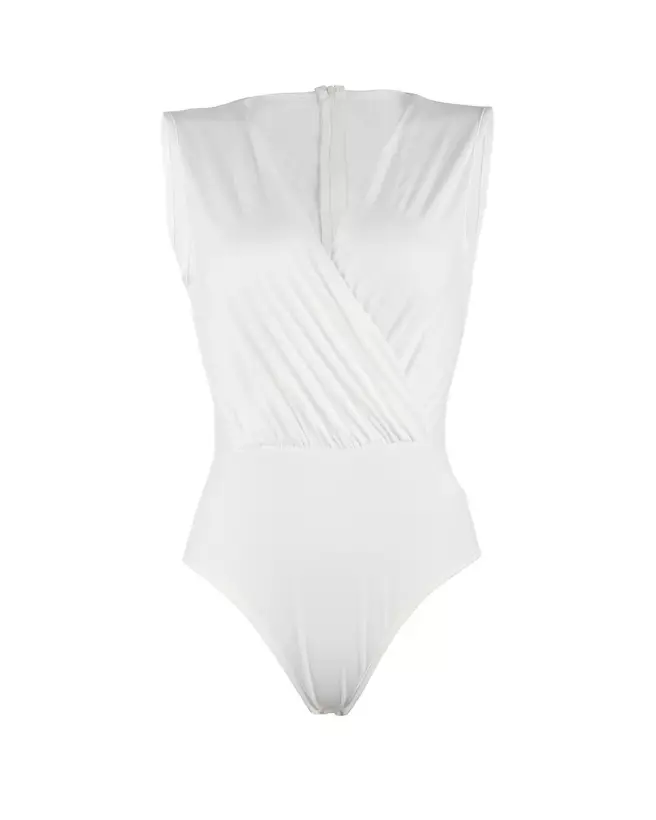Body Zip Dos Blanc Paris Hollywood Manches Longues-4