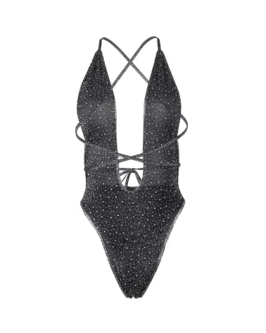 Body Strappy et Strass Noir L/XL Paris Hollywood en lingerie élégante-5