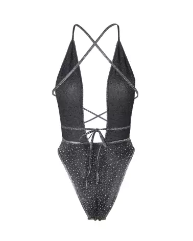 Body Strappy et Strass Noir L/XL Paris Hollywood en lingerie élégante-6