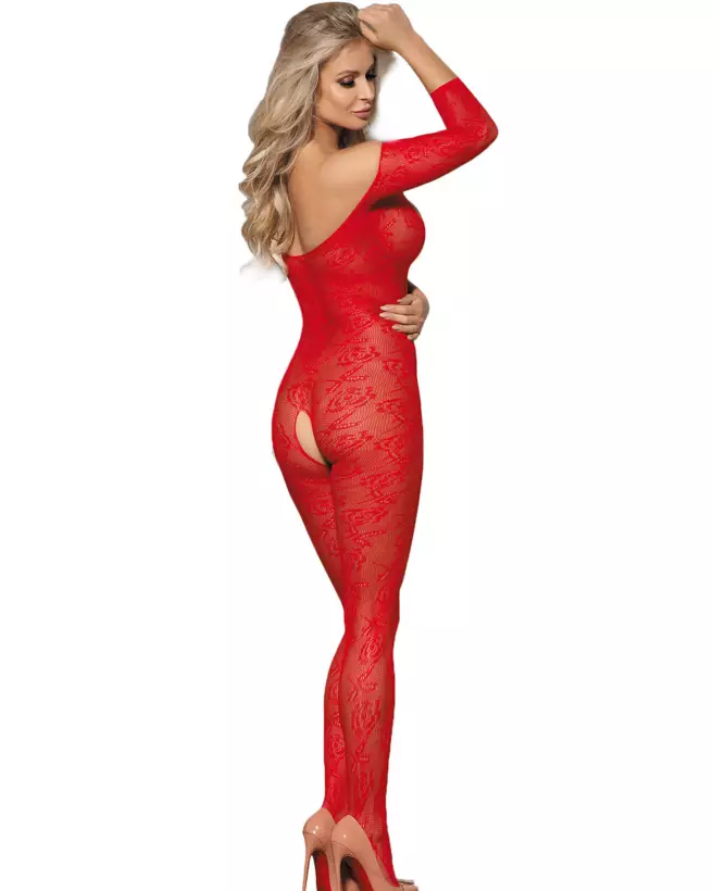 Combinaison rouge Paris Hollywood H3153 en maille fine, lingerie sexy taille unique-2
