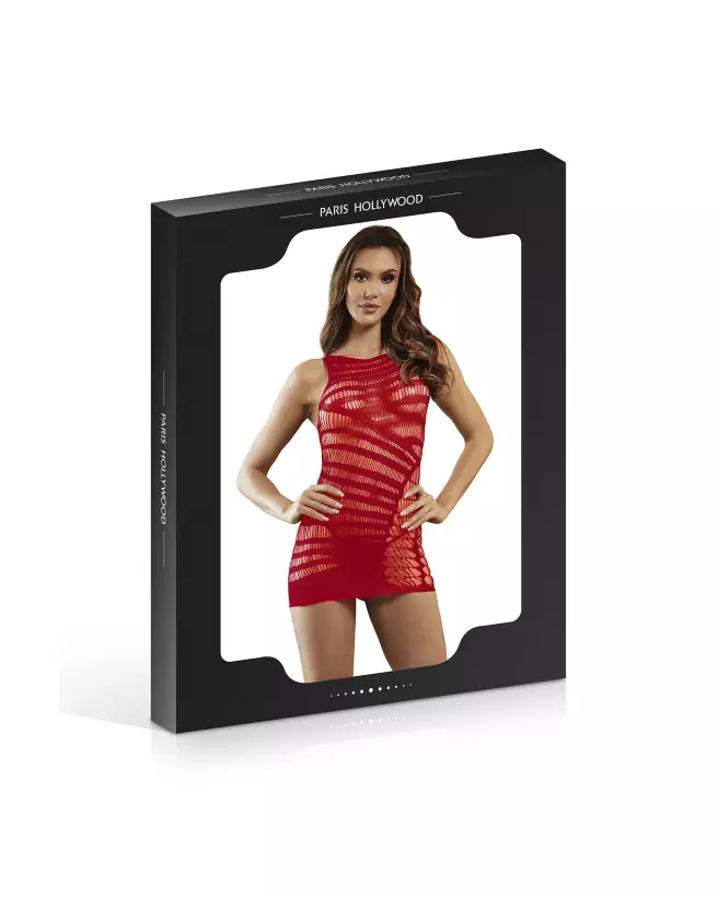 Robe résille rouge Paris Hollywood H3505 taille XL/XXL, tenue sexy et élégante-4