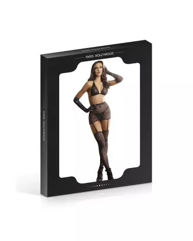 Ensemble résilles et strass noir XL/XXL de Paris Hollywood, lingerie grande taille élégante-4