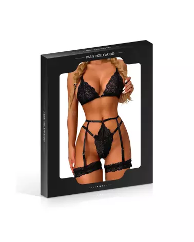 Set 3 pcs Noir Paris Hollywood - Ensemble de lingerie élégante Taille Unique-3