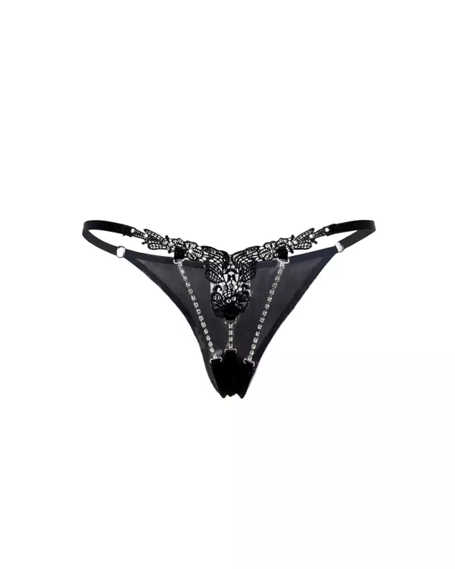 Image du String Strass Noir XXL PARIS HOLLYWOOD, lingerie élégante et confortable-4