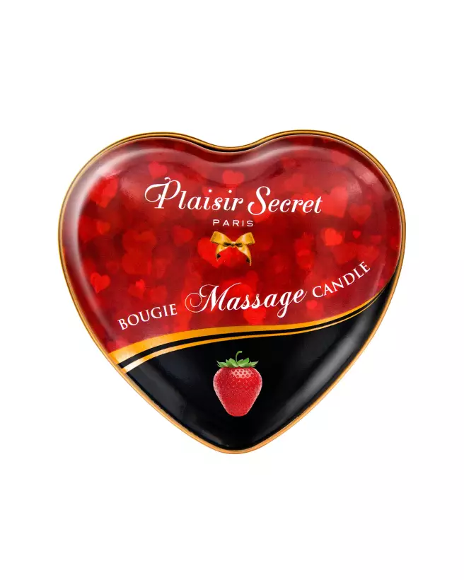 Bougie de massage Plaisir Secret parfum fraise 35ml pour relaxation et ambiance romantique-2