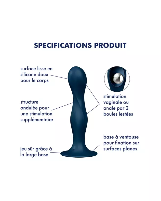 Satisfyer Double Ball Dark Blue Plug Anal Haute Qualité-3