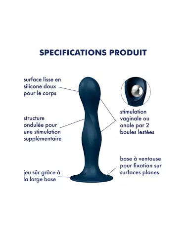 Satisfyer Double Ball Dark Blue Plug Anal Haute Qualité-3