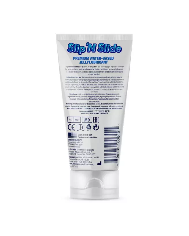 Image du lubrifiant Slip'N Slide Premium Jelly de Swiss Navy, formule à base d'eau, confort optimal-2