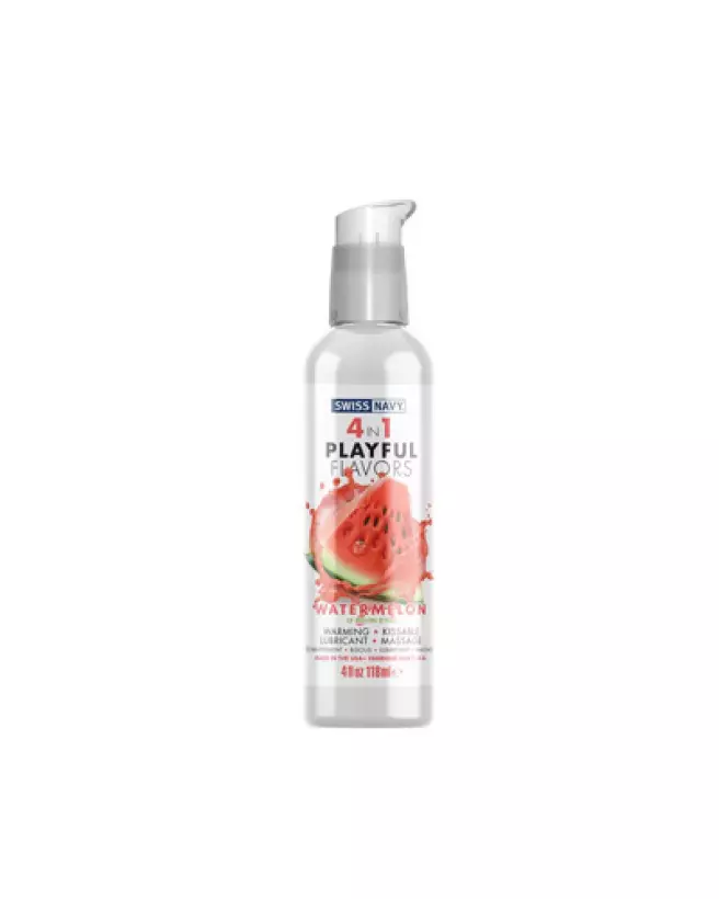 Lubrifiant Swiss Navy 4 en 1 saveur pastèque 118 ml pour massage-1