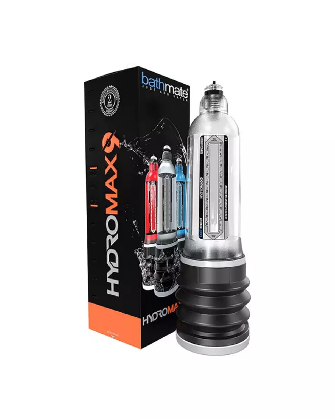 Image de la pompe à pénis HydroMax9 Clear de BathMate, design transparent et ergonomique-2