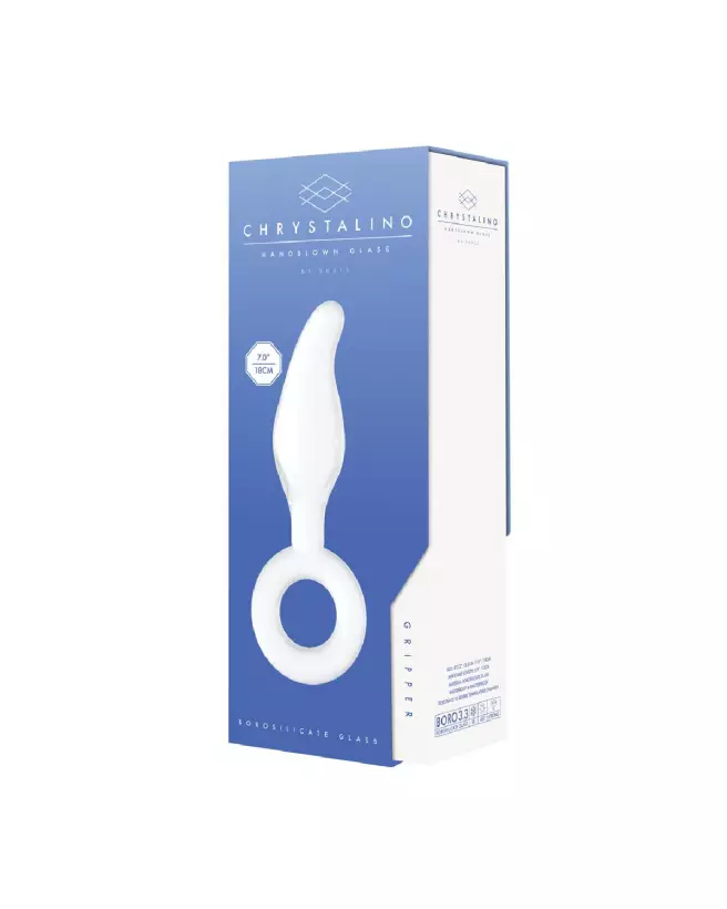 Gripper Glass Dildo with Ring de Chrystalino, sextoy en verre avec anneau-2