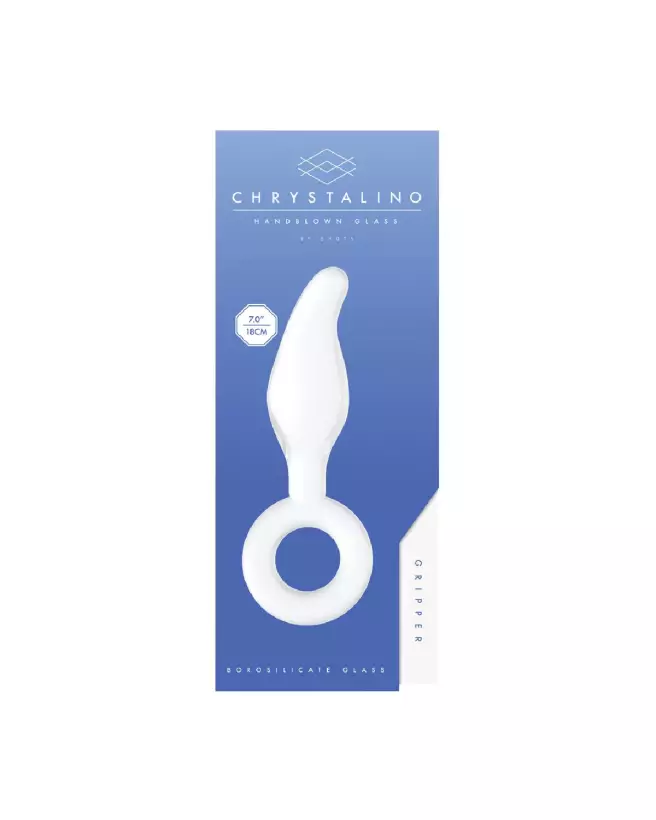 Gripper Glass Dildo with Ring de Chrystalino, sextoy en verre avec anneau-3