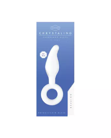 Gripper Glass Dildo with Ring de Chrystalino, sextoy en verre avec anneau-3