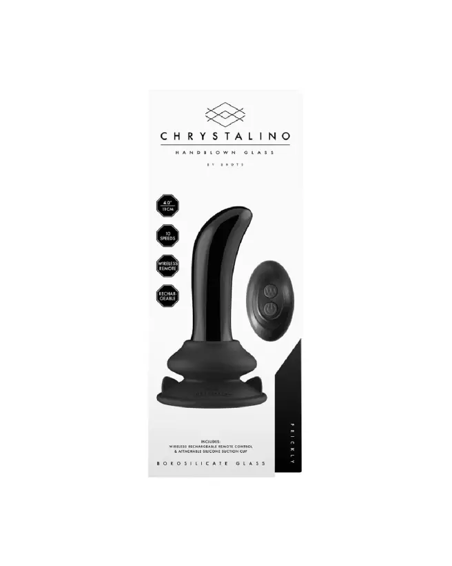 Vibromasseur en verre Prickly Chrystalino pour stimulation du point G avec télécommande-3