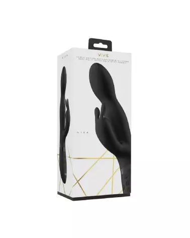 Image du Niva Rotating Rabbit Vibrator par VIVE - Vibromasseur élégant noir pour stimulation du point G et clitoridienne-2