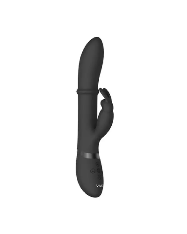 Image du Vibromasseur Halo Ring Rabbit de VIVE by Shots en noir, sextoy élégant et puissant-1