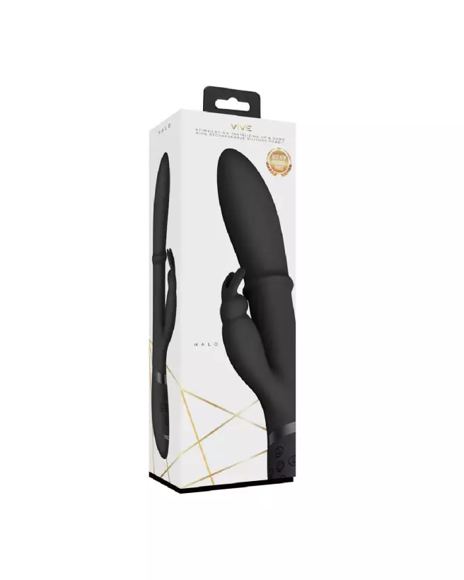 Image du Vibromasseur Halo Ring Rabbit de VIVE by Shots en noir, sextoy élégant et puissant-2