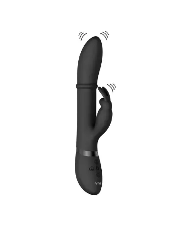 Image du Vibromasseur Halo Ring Rabbit de VIVE by Shots en noir, sextoy élégant et puissant-4