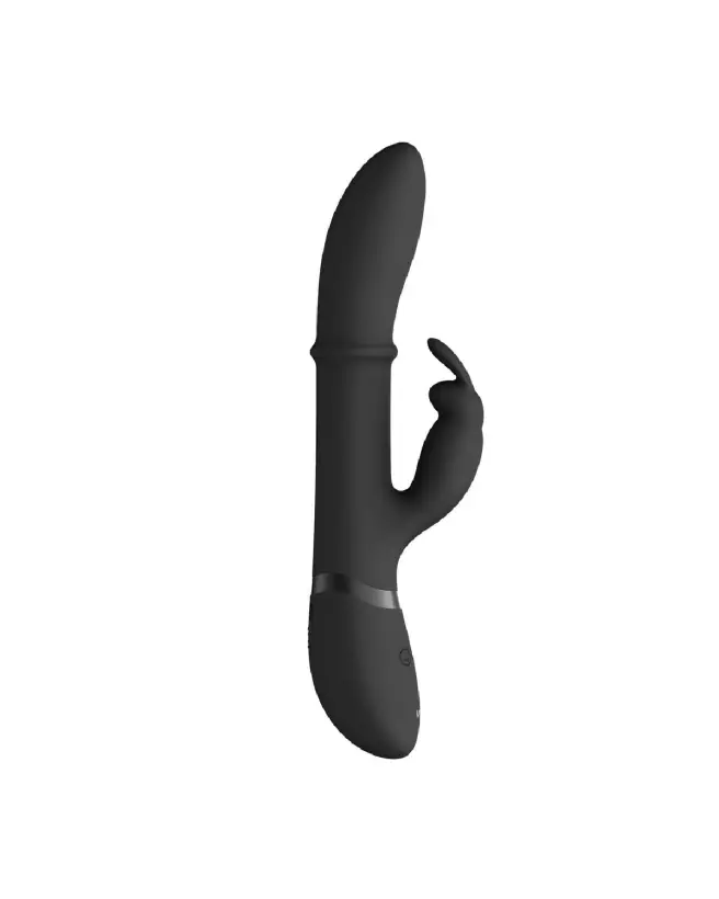 Image du Vibromasseur Halo Ring Rabbit de VIVE by Shots en noir, sextoy élégant et puissant-6