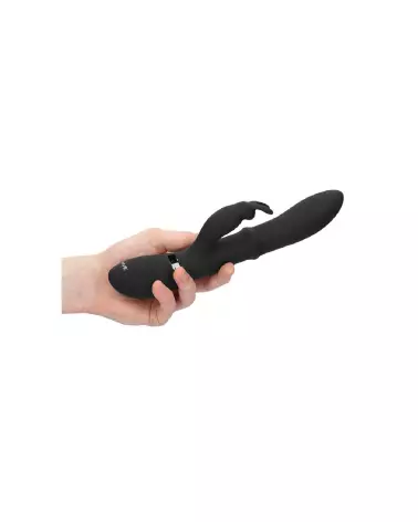 Image du Vibromasseur Halo Ring Rabbit de VIVE by Shots en noir, sextoy élégant et puissant-7