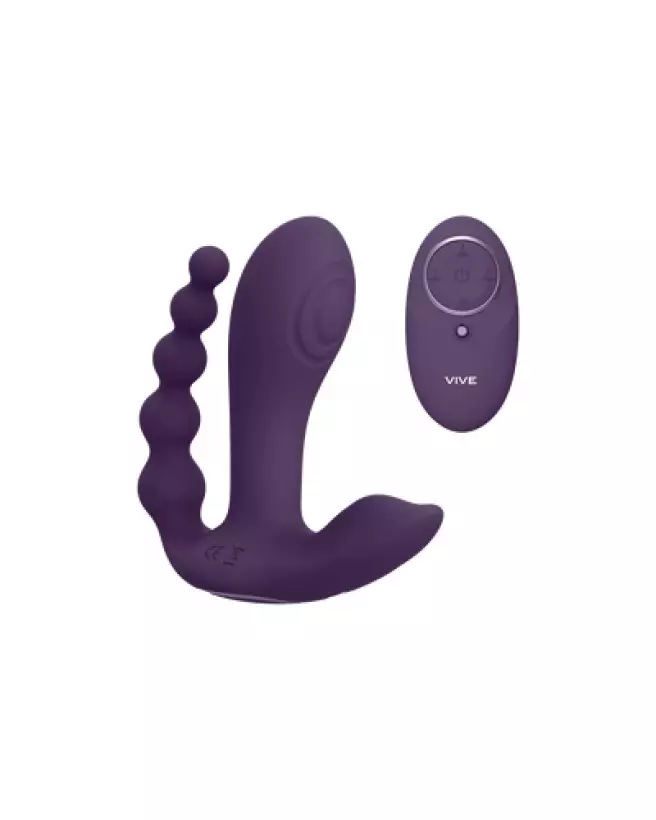 Image Kata Pulse Wave Vibrating Double Penetration Vibrator Purple VIVE by Shots-1