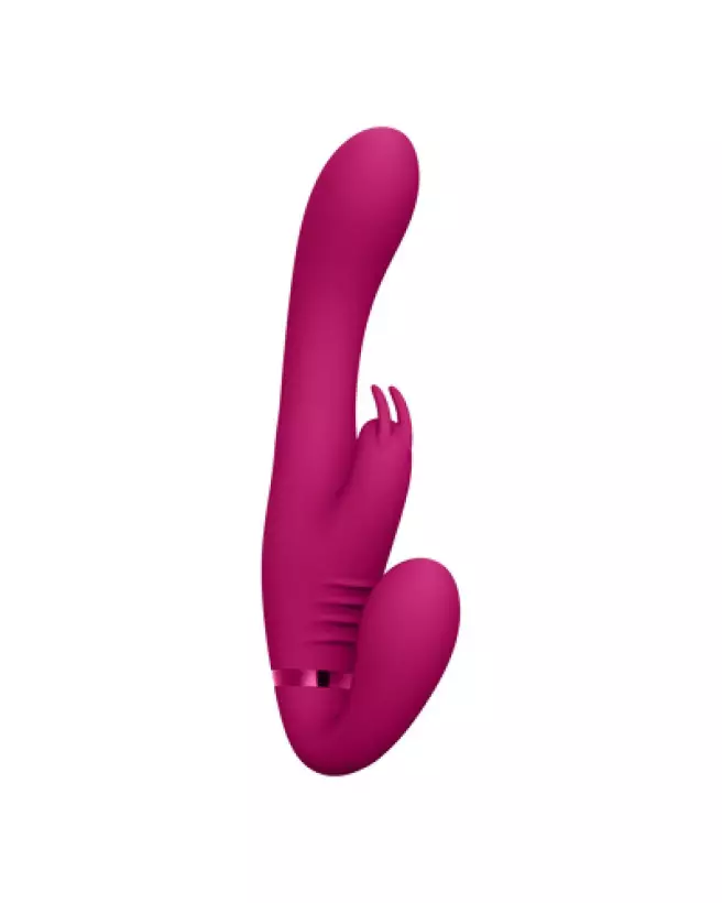 Suki Vibrating Strapless Strap-on Rabbit Pink de VIVE by Shots en silicone-1