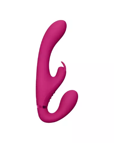 Suki Vibrating Strapless Strap-on Rabbit Pink de VIVE by Shots en silicone-4