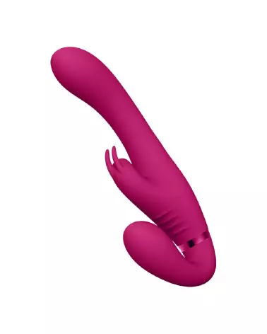 Suki Vibrating Strapless Strap-on Rabbit Pink de VIVE by Shots en silicone-5