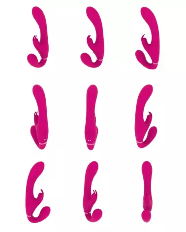 Suki Vibrating Strapless Strap-on Rabbit Pink de VIVE by Shots en silicone-6