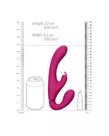 Suki Vibrating Strapless Strap-on Rabbit Pink de VIVE by Shots en silicone-7