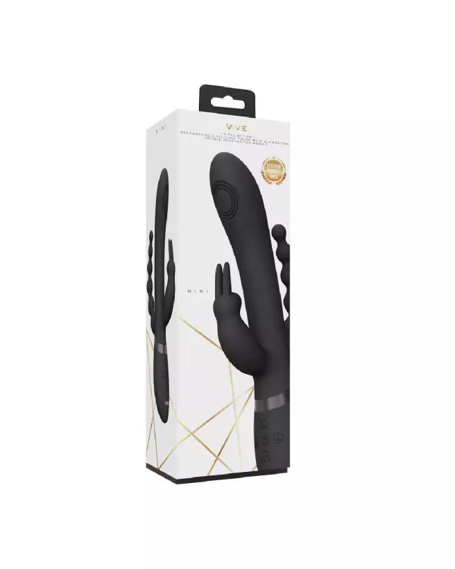 VIVE by Shots Double Penetration Rabbit Vibrator in Black-2