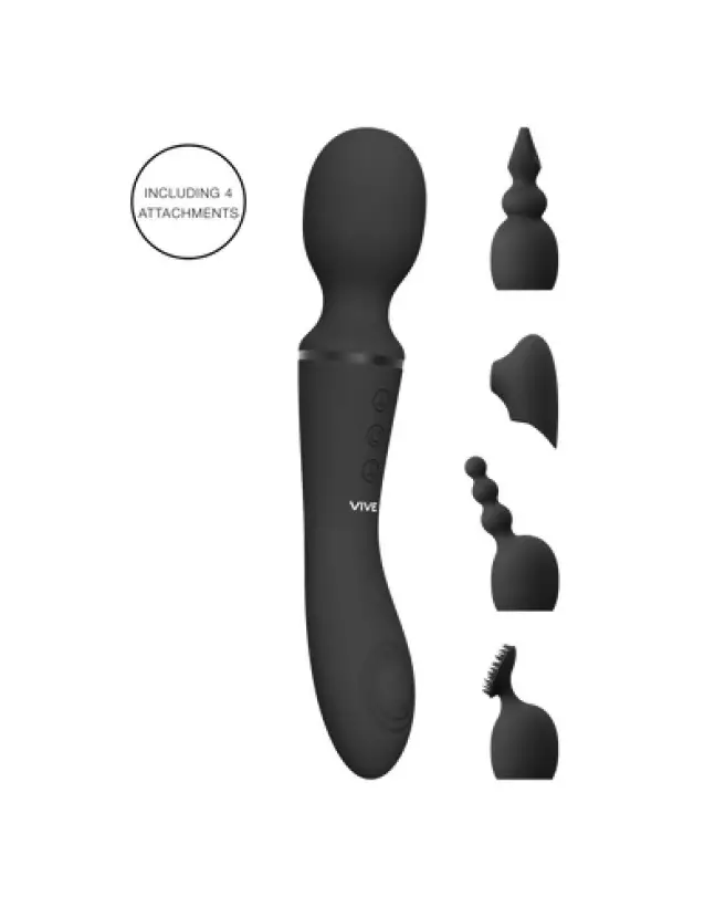VIVE Pulse Wave Vibrating Wand noir pour massage intense et plaisir-1