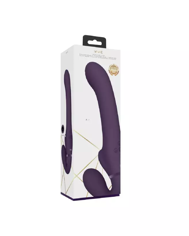 Image du Ai - Dual Vibrating Air Wave Tickler Strapless Strapon de VIVE by Shots, gode ceinture sans bretelles pour couple-2