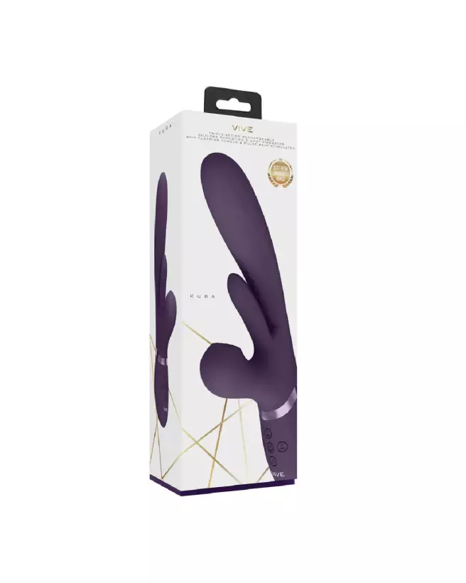 Vibromasseur Kura Thrusting Rabbit de VIVE by Shots en couleur purple, avec stimulateur de clitoris et technologies de pul-2