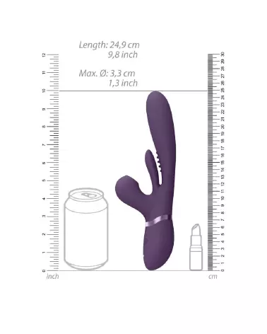 Vibromasseur Kura Thrusting Rabbit de VIVE by Shots en couleur purple, avec stimulateur de clitoris et technologies de pul-7