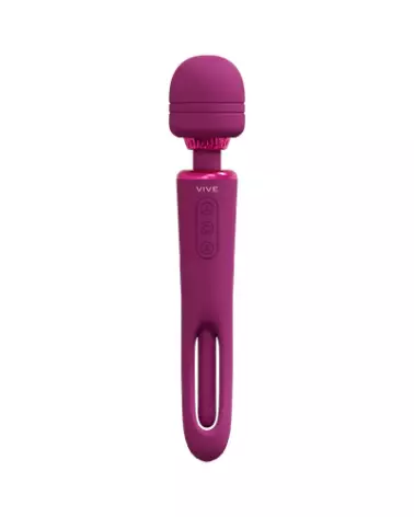 VIVE by Shots Kiku Double Ended Wand avec stimulateur G-Spot flapping en rose-1